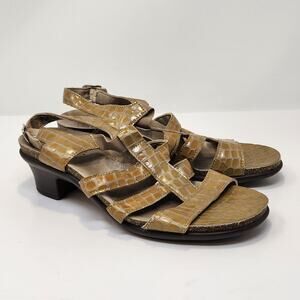 SAS Allegro Mustard Yellow Leather Slingback Sandal Heels Size 7 Narrow Comfort